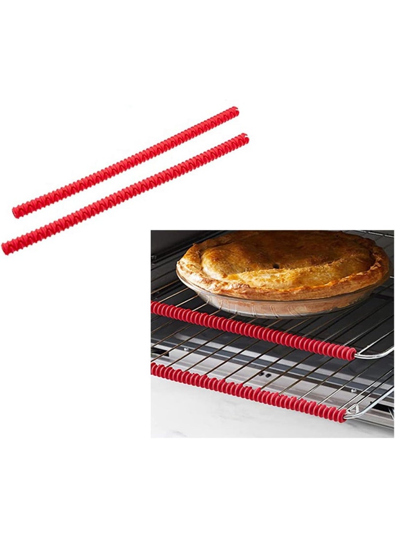 Oven Rack Shields,2 Pack Silicone Oven Rack Guards,Heat Resistant Oven Rack Shields,14 Inches Oven Rack Edge Cover Liner,Prevent Hand/Arm Against Burns(Red) - Image 1